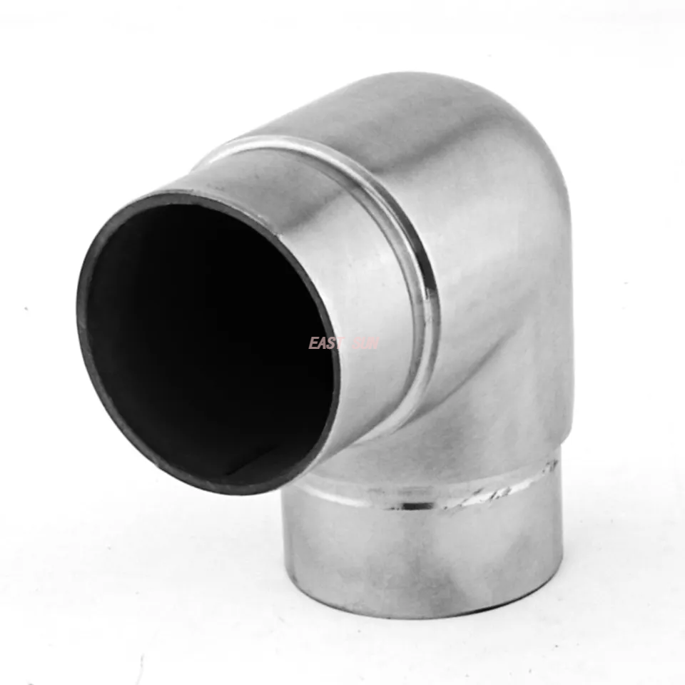 Codo de barandilla de balaustre, accesorios de tubo redondos de 2 vías, conector de barandilla de satén de acero inoxidable 304 316