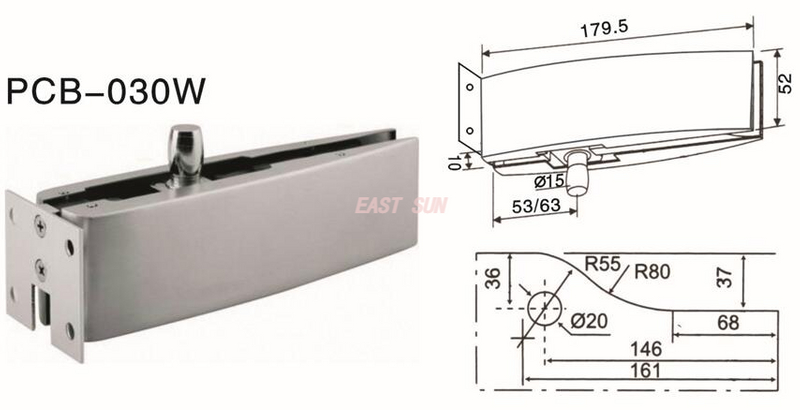 Accesorios de parche para puerta pivotante Dorma PCB-030W