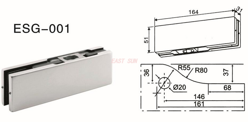 Accesorios de parche Dorma Puerta pivotante ESG-001