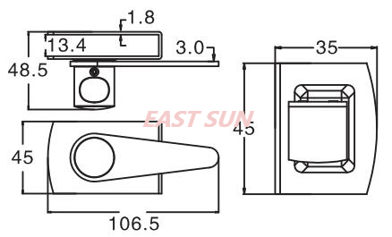 Pestillo de perilla cromado de 180 grados