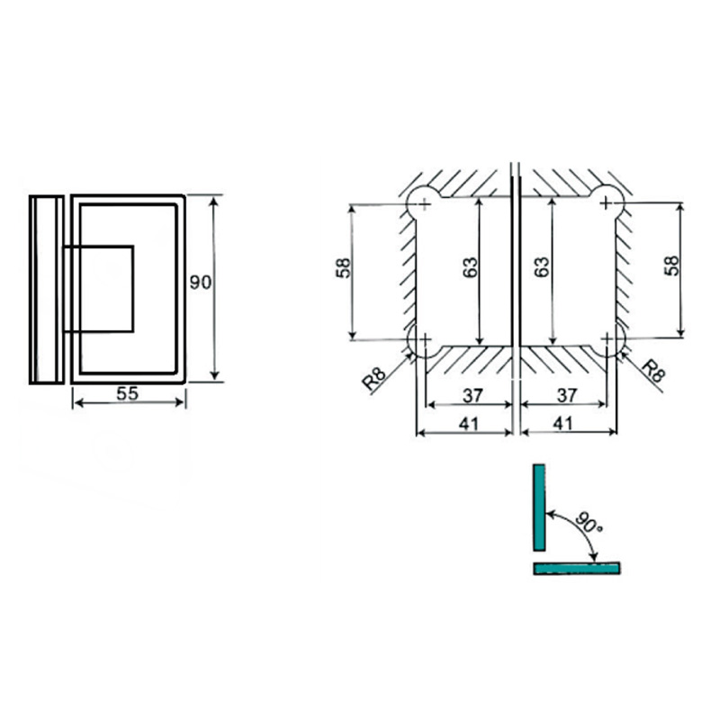 ASH-304-Bisagras de ducha ajustables