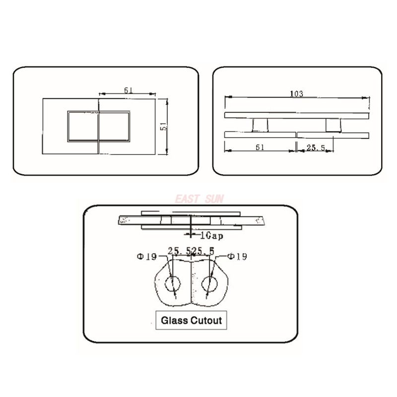 Abrazadera de vidrio a vidrio de 90 grados 