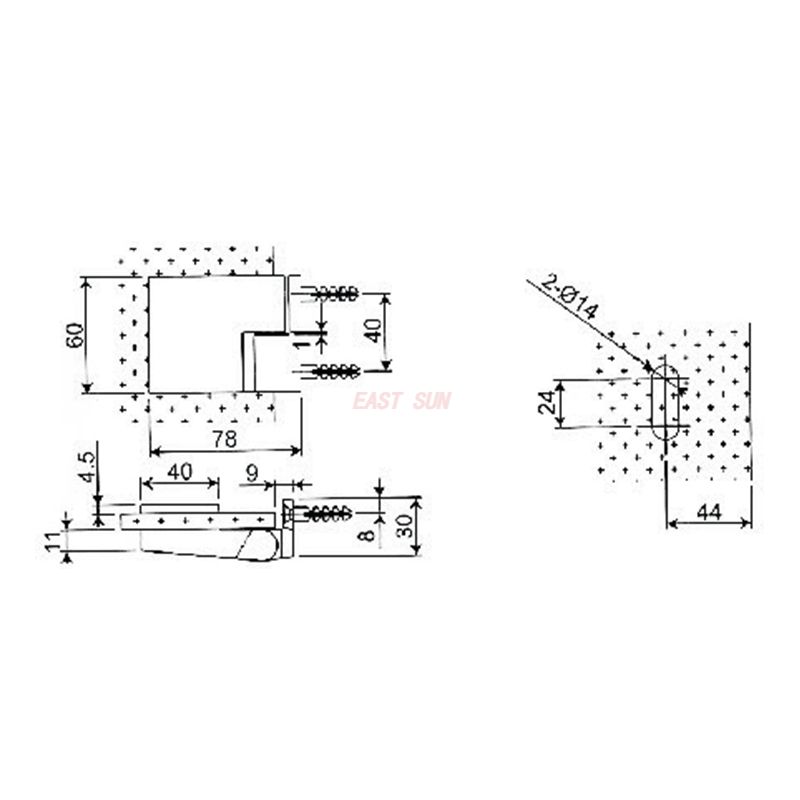 puerta de ducha con bisagras sin marco