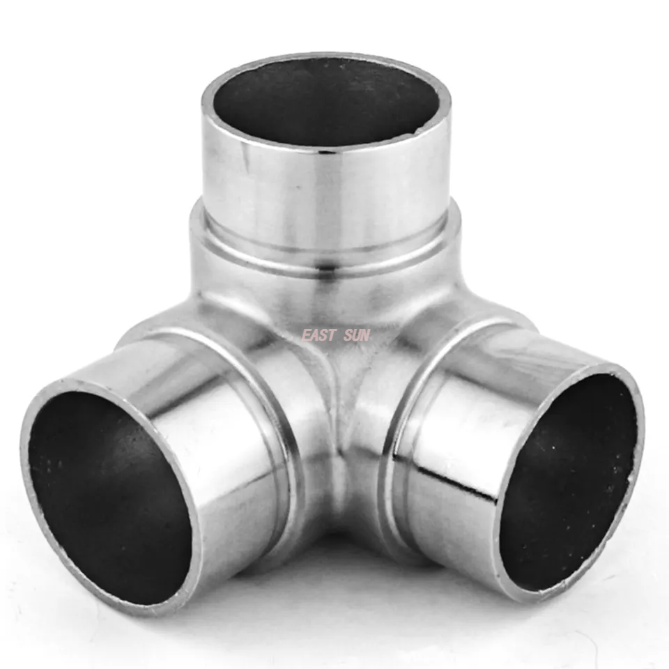 Codo de barandilla de balaustre para balcón, accesorios de barandilla redonda de 3 vías, conector de barandilla de acero inoxidable 304 316