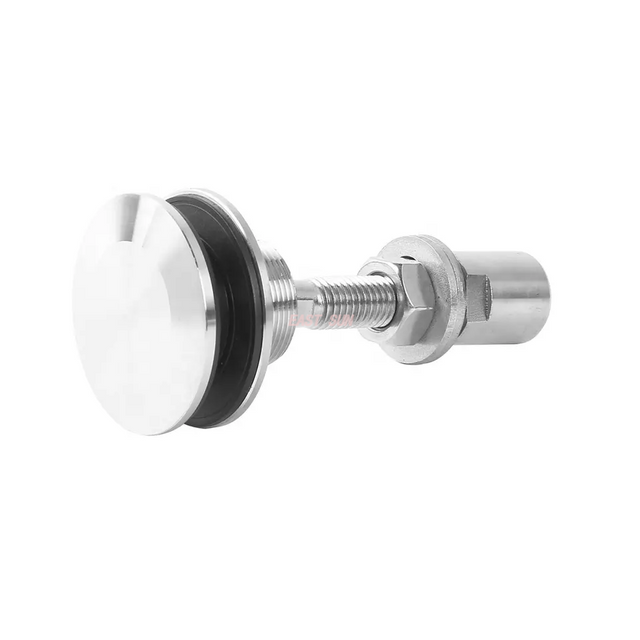 Sistema de araña de cristal avellanado con acabado satinado de acero inoxidable 316 para muros cortina de cristal