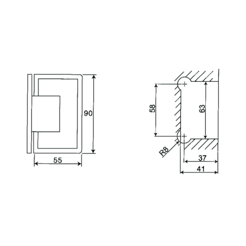 ESH-305-Bisagras para puerta de ducha