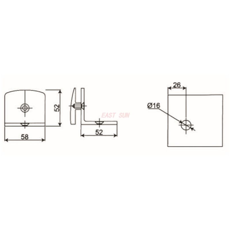 abrazadera de vidrio fija