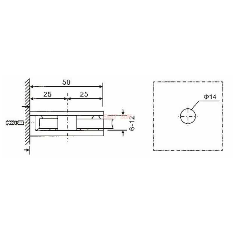 Abrazadera de vidrio para panel fijo sin taladro