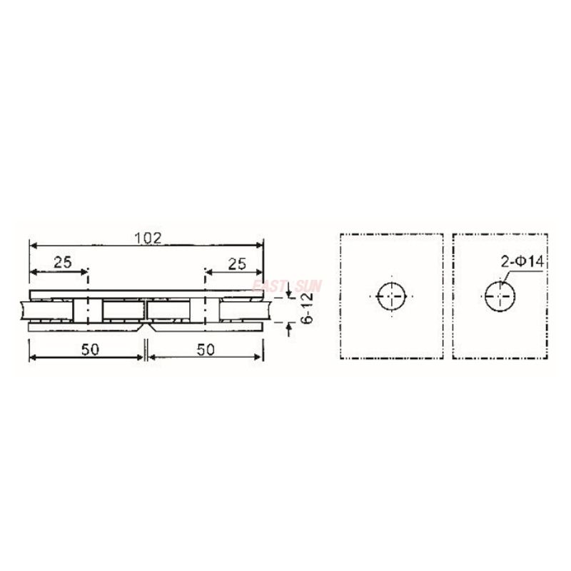 abrazadera de vidrio de pared 
