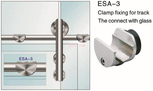 Abrazadera para puerta corredera de fijación para carril The Connect con cristal Dorma Design