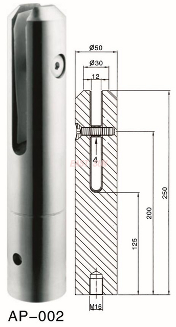 Mini espiga de vidrio montada lateralmente con montaje frontal de diseño moderno
