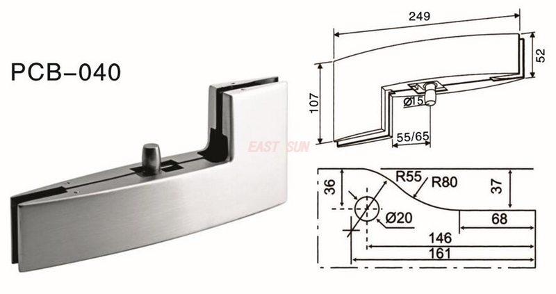Accesorios de parche para puerta pivotante Dorma PCB-040