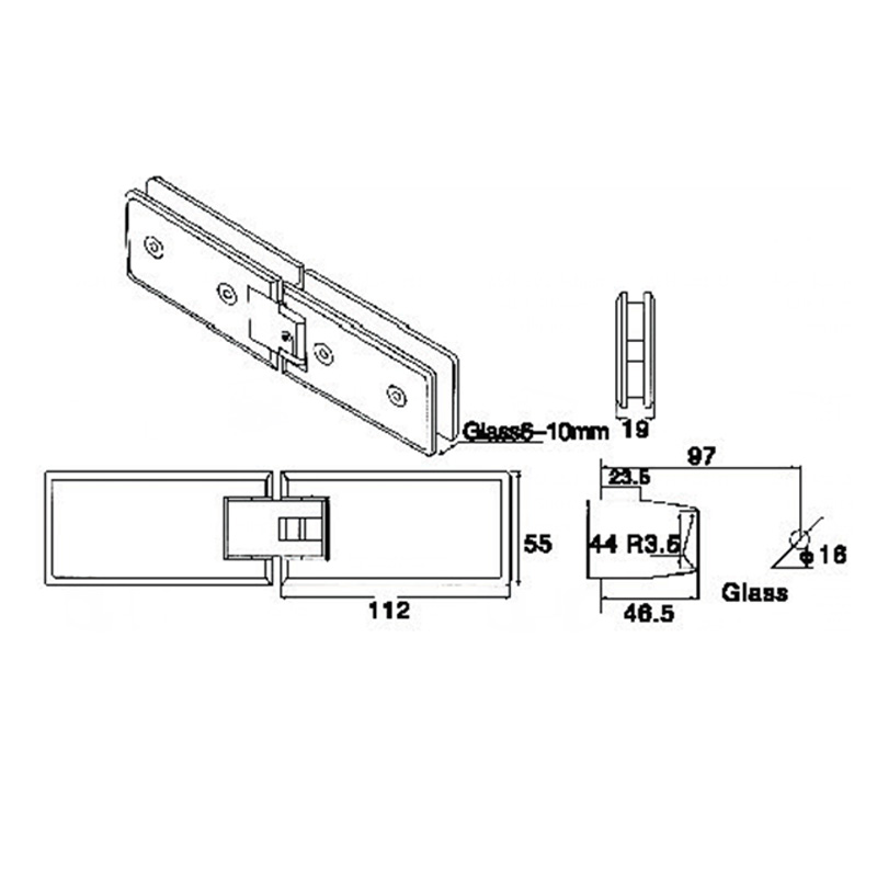 ASH-503-Bisagras de Ducha Ajustables