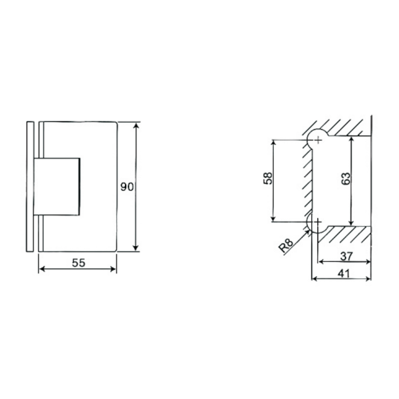 ESH-211H-Bisagras para puerta de ducha