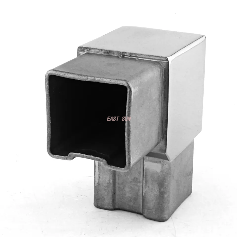 Conector de tubo cuadrado de acero inoxidable de esquina de acoplamiento de tubo flexible de latón ajustable con espejo