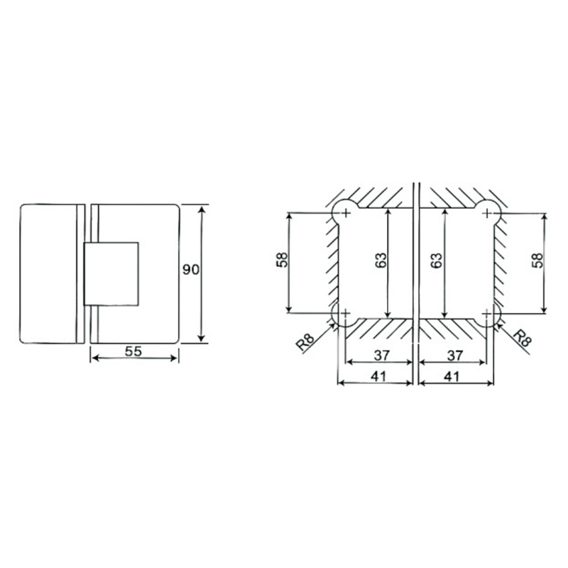 ESH-212-Bisagras para puerta de ducha