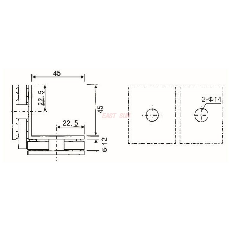abrazadera de vidrio de 3 v&iacute;as