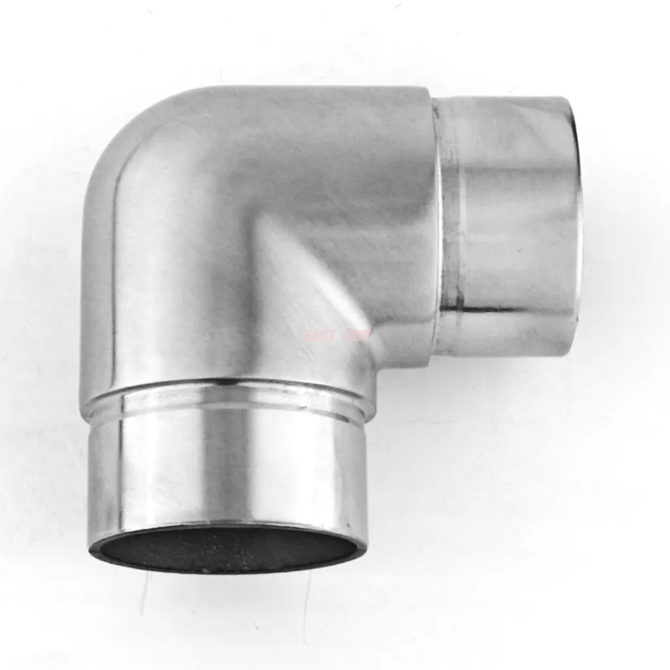 Codo de barandilla de balaustre, accesorios de tubo redondos de 2 vías, conector de barandilla de satén de acero inoxidable 304 316