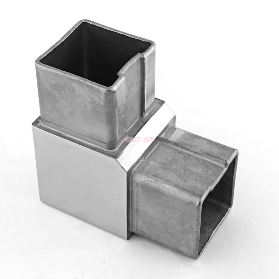 Conector de tubo cuadrado de acero inoxidable de esquina de acoplamiento de tubo flexible de latón ajustable con espejo