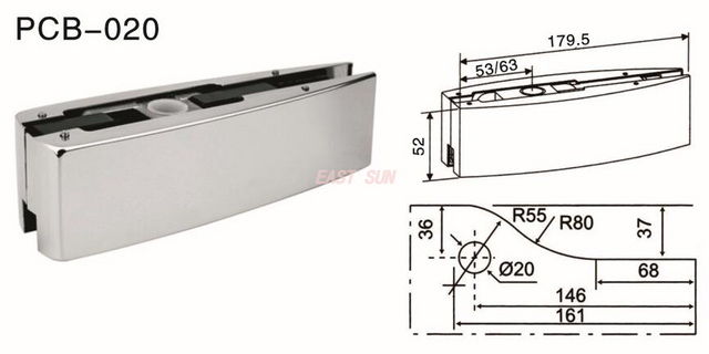 Accesorios de parche para puerta pivotante Dorma PCB-020