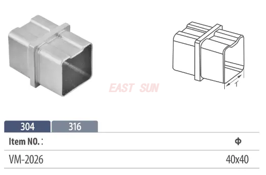 Accesorios de barandilla de escalera Conector de barandilla de acero inoxidable 304 316 para tubo cuadrado