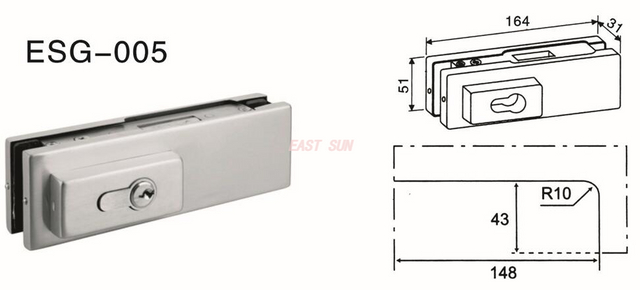 Accesorios de parche Dorma Puerta pivotante ESG-005