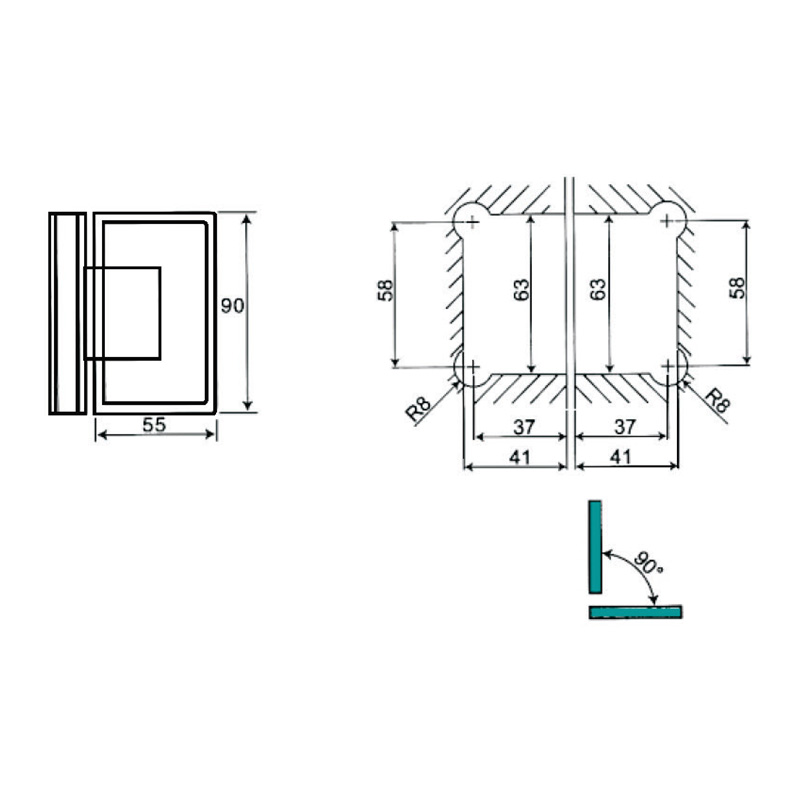 ASH-204-Bisagras de ducha ajustables