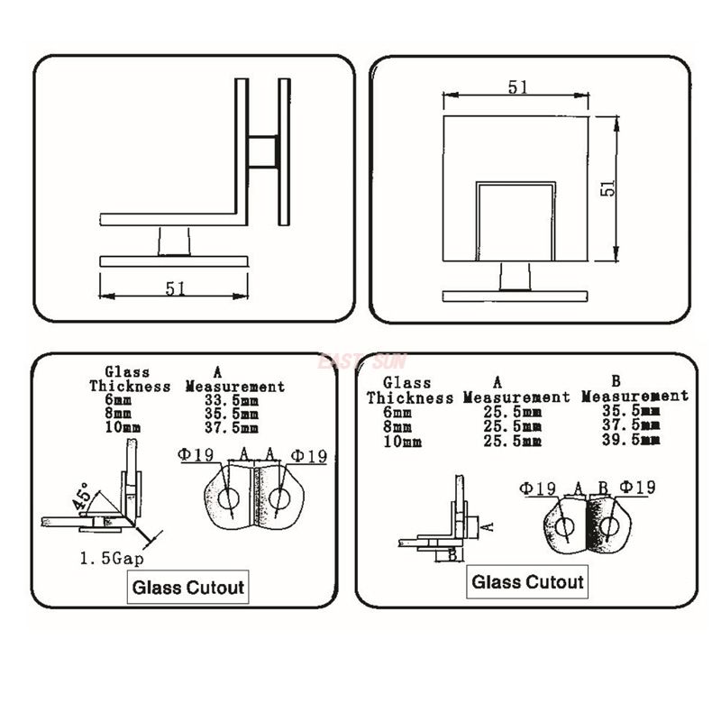 abrazadera de vidrio de lat&oacute;n 