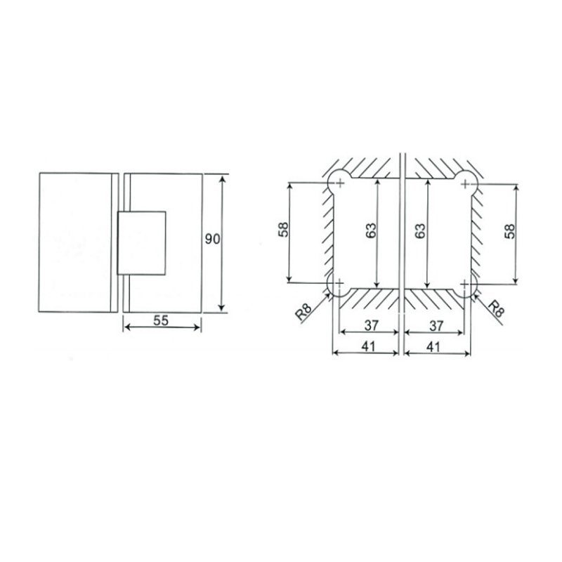ESH-203-Bisagras para puerta de ducha