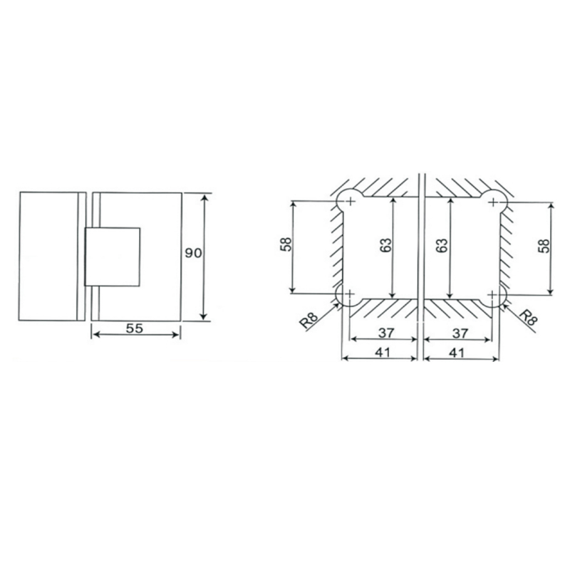 ESH-202-Bisagras para puerta de ducha