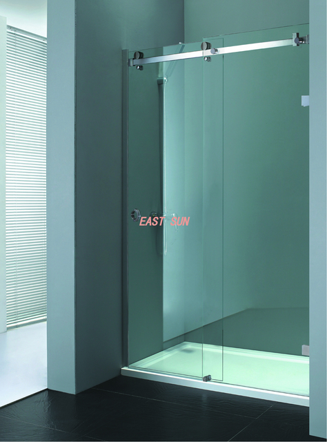 Sistema de puerta corrediza serie Serenity de lujo de 180 grados de acero inoxidable cepillado