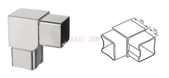 Conector de tubo cuadrado de acero inoxidable de esquina de acoplamiento de tubo flexible de latón ajustable con espejo