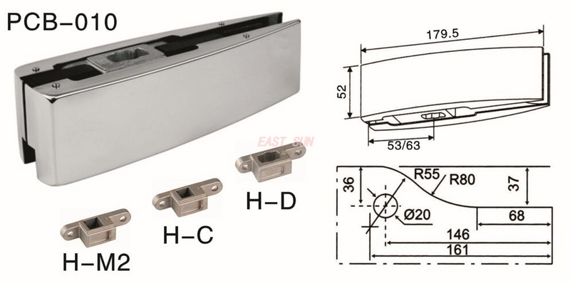 Accesorios de parche para puerta pivotante Dorma PCB-010