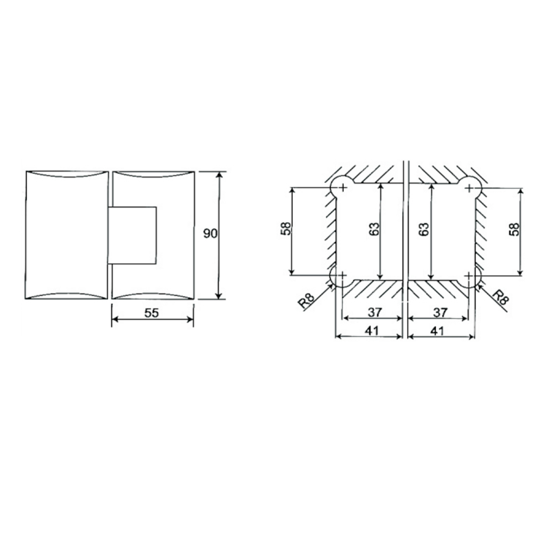 ESH-223-Bisagras para puerta de ducha