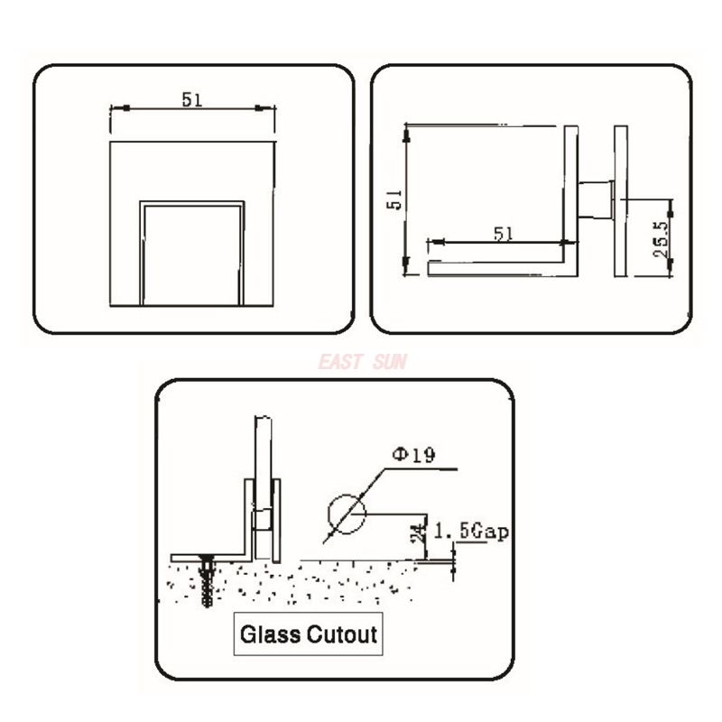 abrazaderas de vidrio de n&iacute;quel cepillado 