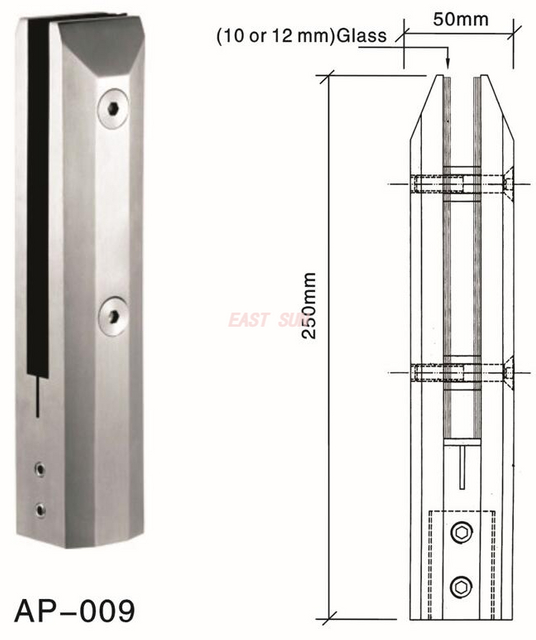 Spigot Duplex 2205 - Espiga de vidrio ajustable para Canadá montada en el piso para cercas de piscinas AP-009