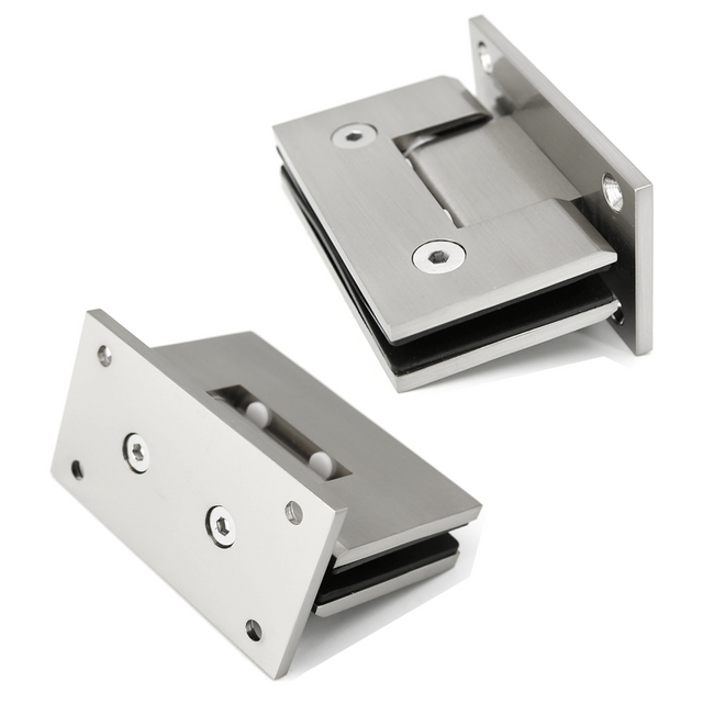 Bisagra de puerta de ducha de pared a vidrio de 90 grados con acabado de cepillo para vidrio de 1/2 ″ - 3/8 ″ 