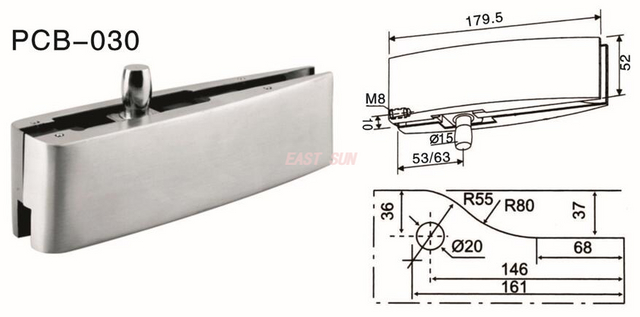 Accesorios de parche para puerta pivotante Dorma PCB-030