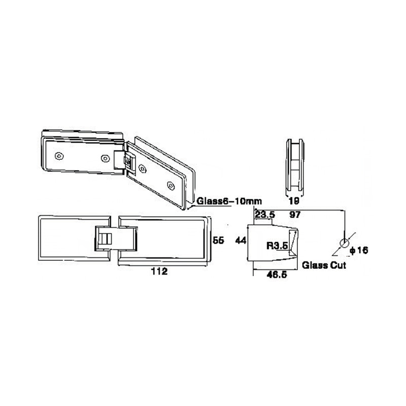 ASH-502-Bisagras de ducha ajustables