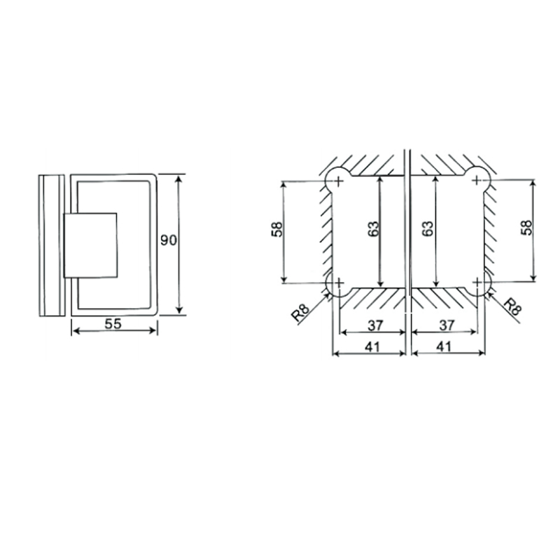 ESH-304-Bisagras para puerta de ducha