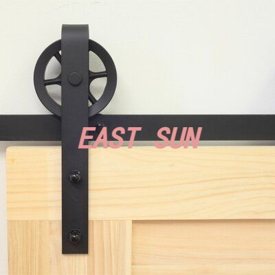 Kit de rieles para puertas corredizas de Granero para puertas dobles, rodillos de radios grandes